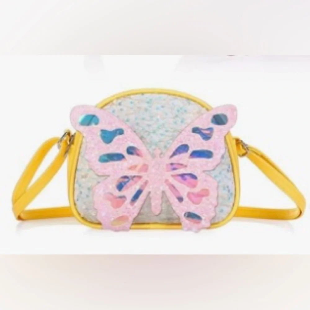 💕💛💕Butterfly Glitter Crossbody Bag - Pink and Yellow